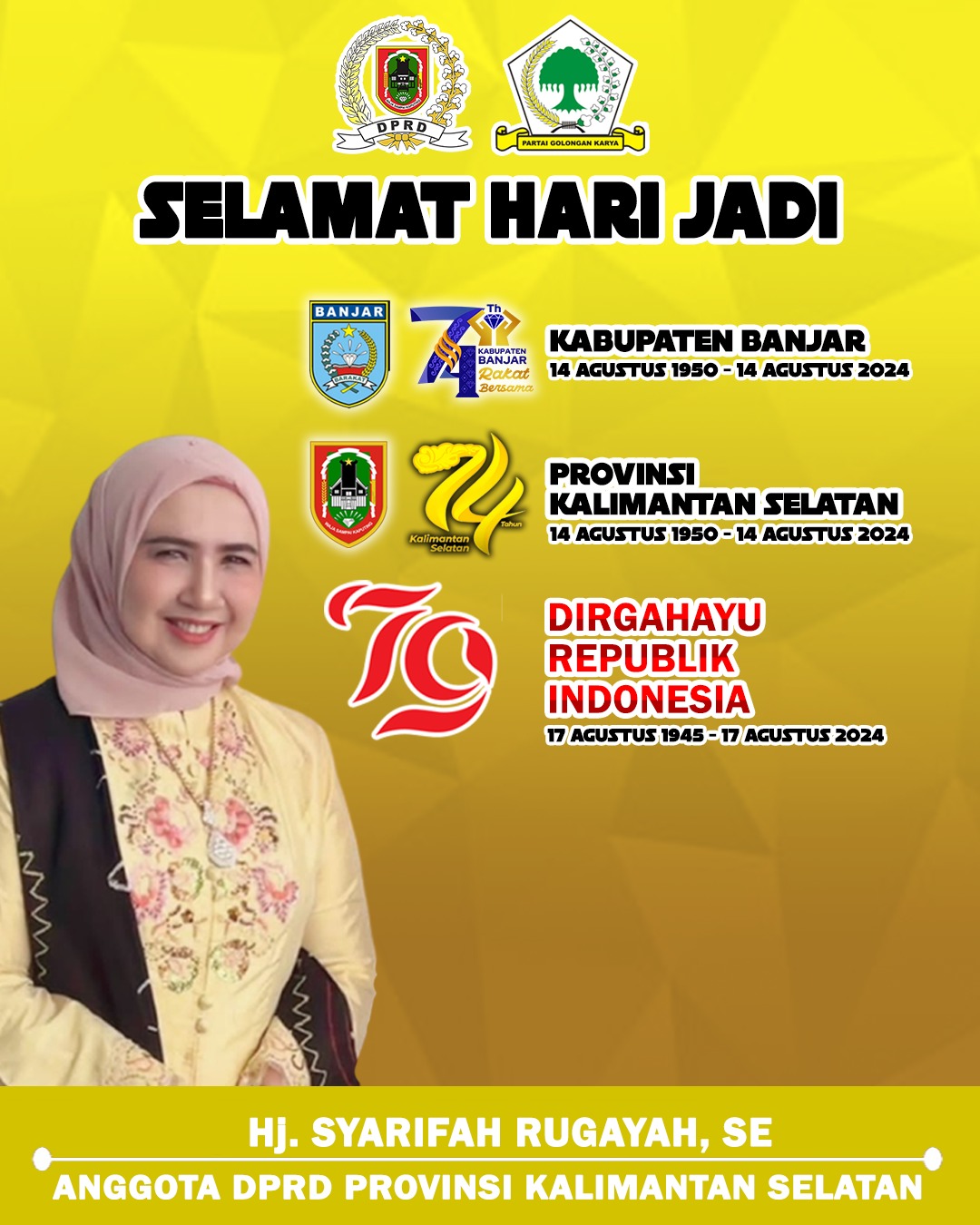 Hj Syarifah Rugayah Selamat Hari Jadi Ke Kabupaten Banjar Dan