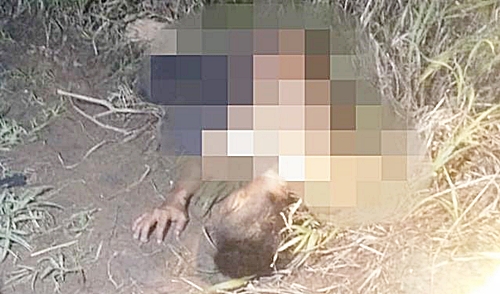 Kondisi korban, Riduan saat ditemukan di lokasi kejadian. (foto: ist)