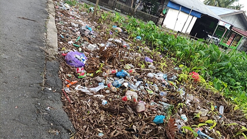 Sampah berserakan di Kota Marabahan, Kabupaten Batola. (foto: faqih)