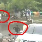 Tawuran di Kota Banjarmasin, Kalsel melibatkan dua kelompok yang mengnakan pakaian baju hitam dan putih., Minggu (26/9/2021). (foto: tangkapan layar video)