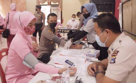 Giat donor darah di Aula Praja Utama Polres Tabalong. (foto : humas polres tabalong).