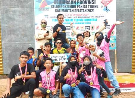 Atket panjat tebing kelompok umur Kabupaten Banjar meraih juara umum. (foto: ist)