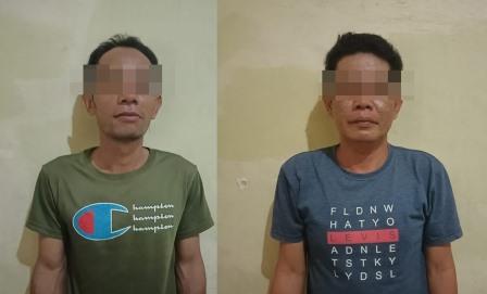 Dua pria terduga pelaku pencurian dengan pemberatan. (foto : humas polres Tabalong)