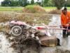 Menggarap lahan pertanian.