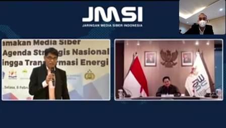 Zoom Meeting Menteri BUM, Erick Thohir mengucapkan HUT JMSI.