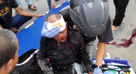 Korban kecelakaan tunggal, Muhaiddin di Jembatan Fly Over.(koranbanjar.net)