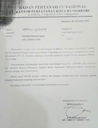 Acuan yang menyebutkan lahan merupakan bersertifikat prona. 