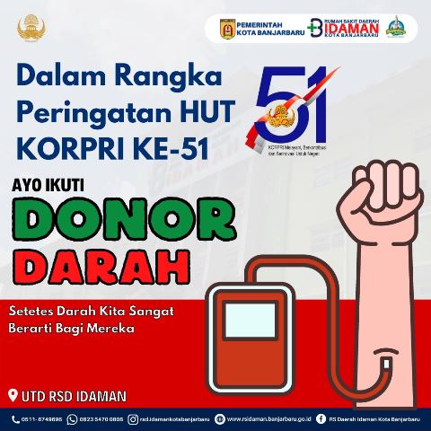 Kegiatan donor darah di RSD Idaman Kota Banjarbaru. (Sumber Foto: Humas RSD Idaman Kota Banjarbaru/Koranbanjar.net)