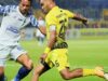 Pemain Barito Putera, Rizky Pora melepaskan tembakan ke gawang PSIS Semarang saat bertanding dalam lanjutan BRI Liga 1 di Stadion Demang Lehman, Minggu malam (26/3/2023). (Foto: Instagram Barito Putera)