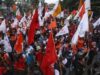 Aksi May Day 2023 Partai Buruh seluruh Indonesia. Jumat (28/4/2023) .(foto: sindo/koranbanjar.net)