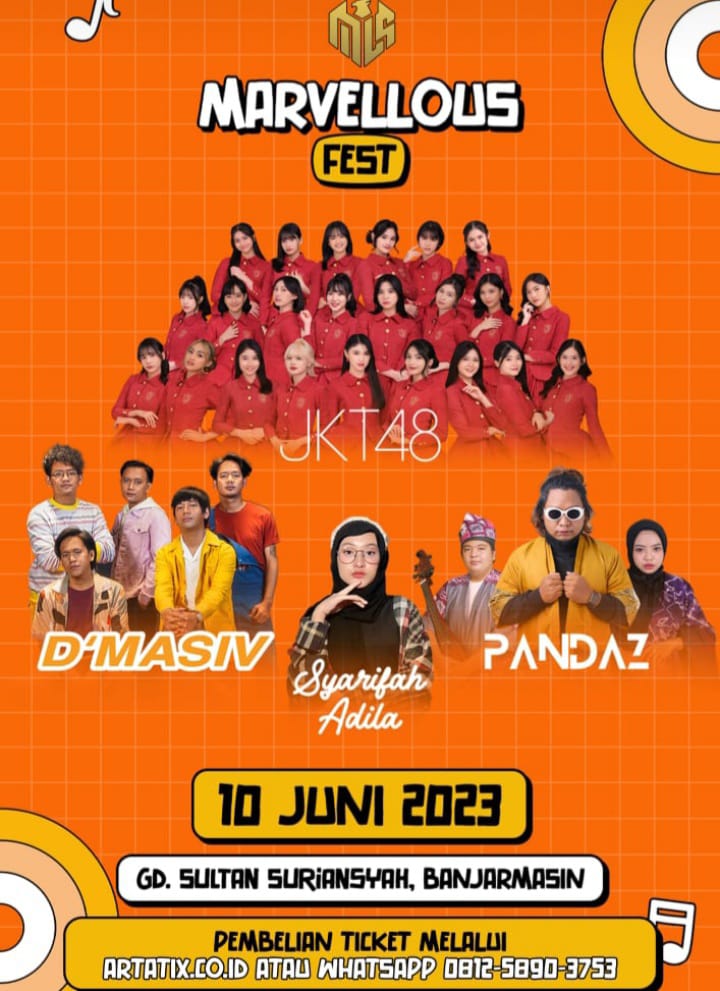Marvellous Fest gelar konser Band D'Masiv dan JKT pada tanggal 10 Juni 2023. (Foto: Dok. Marvellous/Koranbanjar.net)