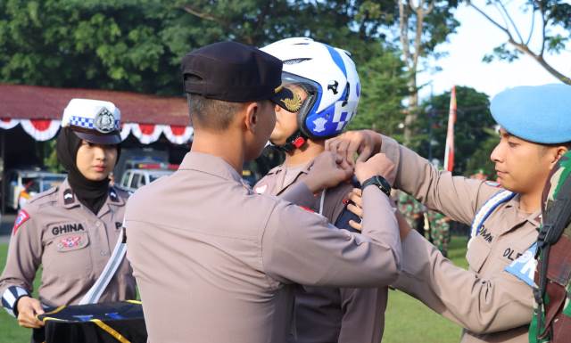 Kepolisian Republik Indonesia Resor (Polres) Banjar menggelar apel pasukan dalam Operasi Kepolisian Kewilayahan dengan sandi Operasi Patuh Intan 2023, Senin (10/7/2023). (Sumber Foto: Humas Polres Banjar/Koranbanjar.net)