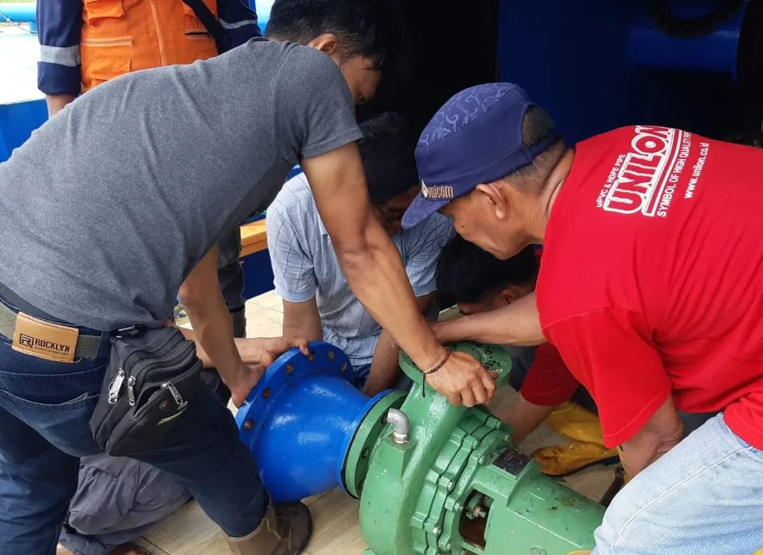 Pompa distribusi utama boster Gambut Cabang 1. (Foto: Humas PTAM Intan Banjar/Koranbanjar.net)