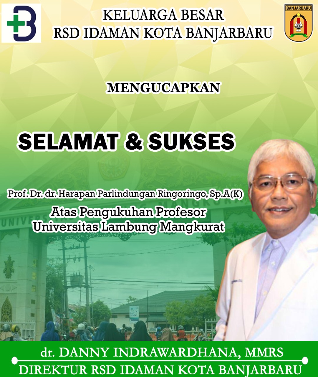 Danny Indrawardhana RSD Idaman Banjarbaru Pengukuhan Profesor Universitas Lambung Mangkurat