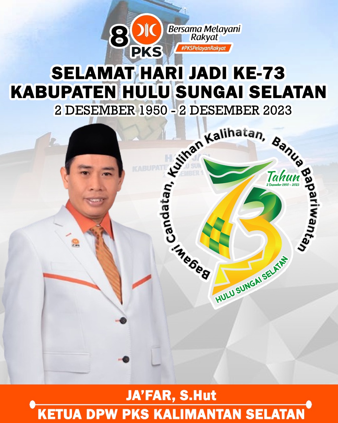 Ja'far Ketua DPW PKS Kalimantan Selatan Hari Jadi ke-73 Kabupaten Hulu Sungai Selatan