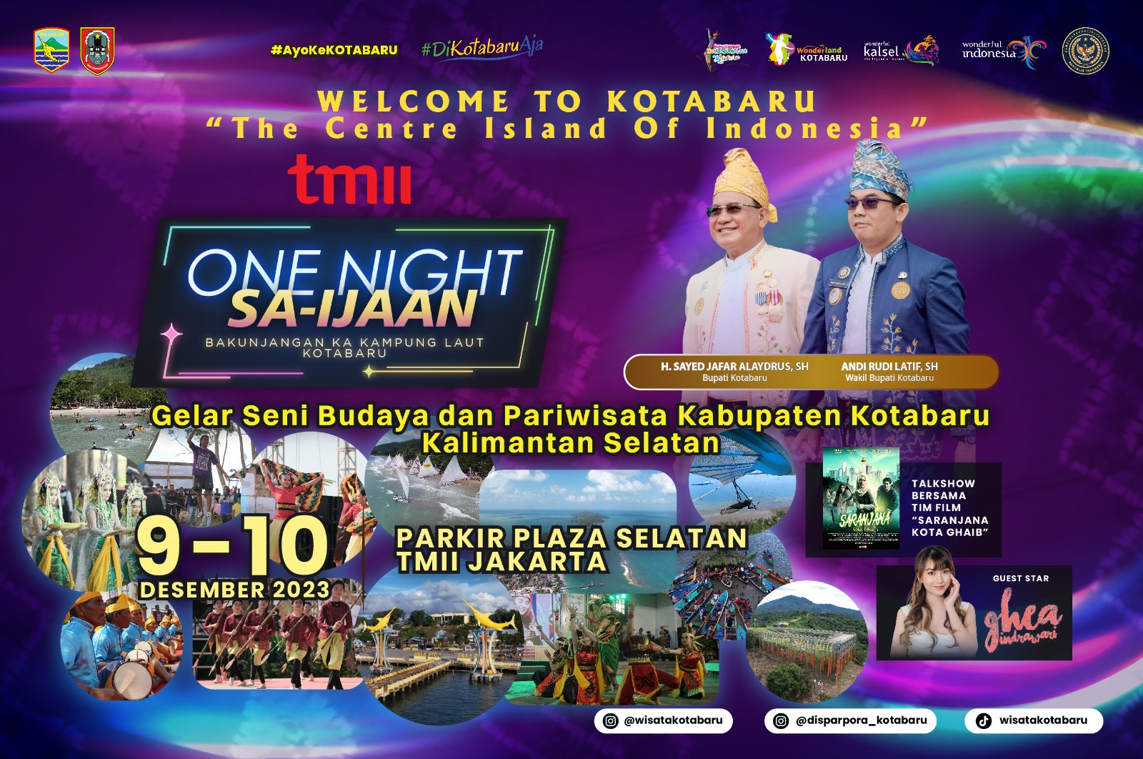 One Night Saijaan, pergelaran seni budaya dan pariwisata Kabupaten Kotabaru, Provinsi Kalimantan Selatan. (Foto: Kominfo Kotabaru/Koranbanjar.net)