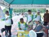 Sekda Kabupaten HSS, Muhammad Noor melakukan kunjungan peninjauan ke Posko Induk Zona HSS di depan Islamic Center KH Darham Hidayat. (Foto: Devi/Koranbanjar.net)