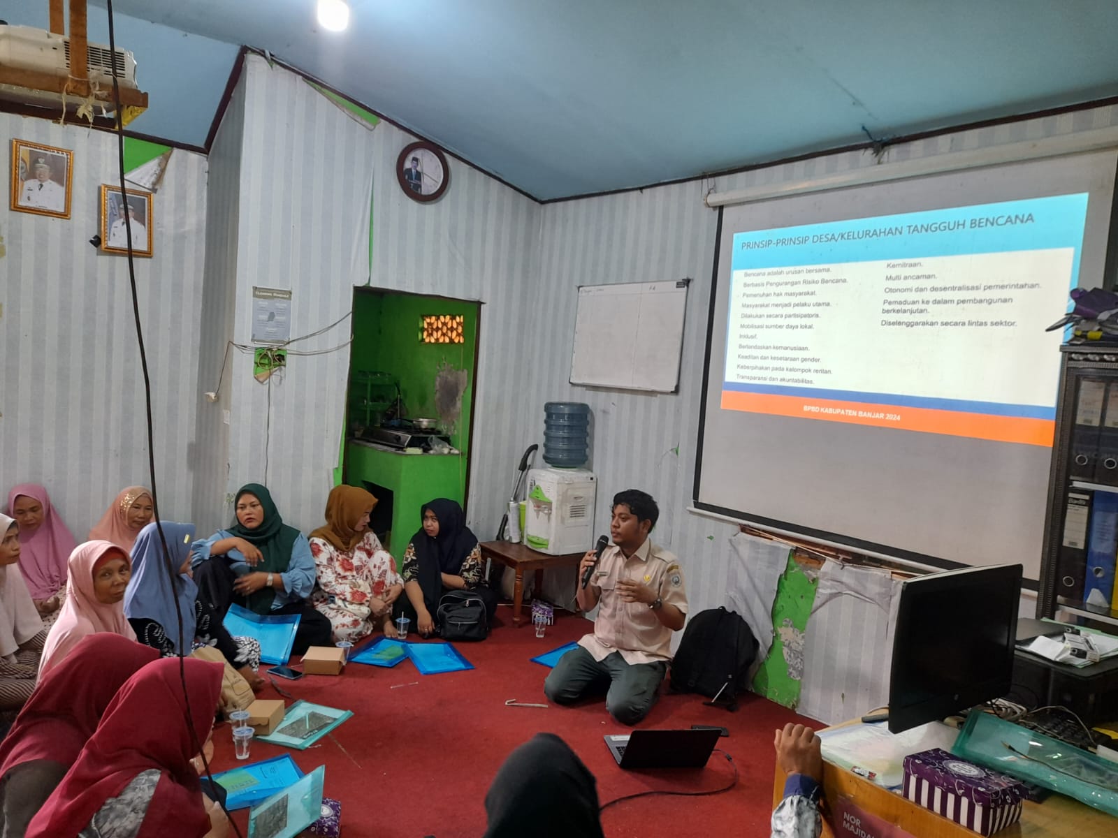 Sosialisasi Pengurangan Risiko Bencana (PRB) yang digelar oleh BPBD Kabupaten Banjar, di Desa Pingaran Ulu, Kecamatan Astambul, Senin (26/2/2024). (Foto: BPBD Banjar/Koranbanjar.net)