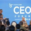 Direktur Utama PLN Darmawan Prasodjo (kiri) ketika menyampaikan laporan bertema "Kilas Capaian & Dukungan Program Berkelanjutan" dalam agenda Kompas100 CEO Forum di Istana Garuda, Ibu Kota Nusantara (IKN) pada Jumat (11/10/2024). (Foto: PLN Persero/Koranbanjar.net)