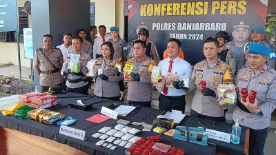 Penggerebekan Besar, Polres Banjarbaru Amankan Sabu 9,6 Kg Sabu dan Ribuan Butir Ekstasi