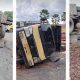 Kecelakaan tunggal sebuah truk di Jl PM Noor, Desa Mandiangin, Kecamatan Karang Intan, Kabupaten Banjar, Kalsel. (foto: koranbanjar.net)