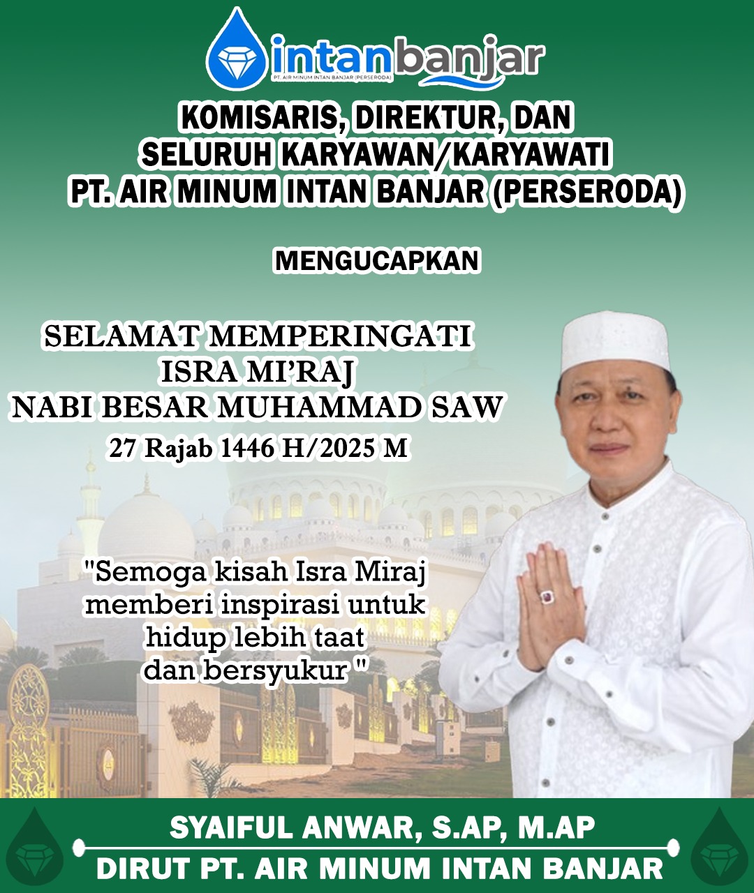 Syaiful Anwar PTAM Intan Banjar Memperingati Isra Miraj Nabi Muhammad SAW 27 Rajab 1446 Hijriah