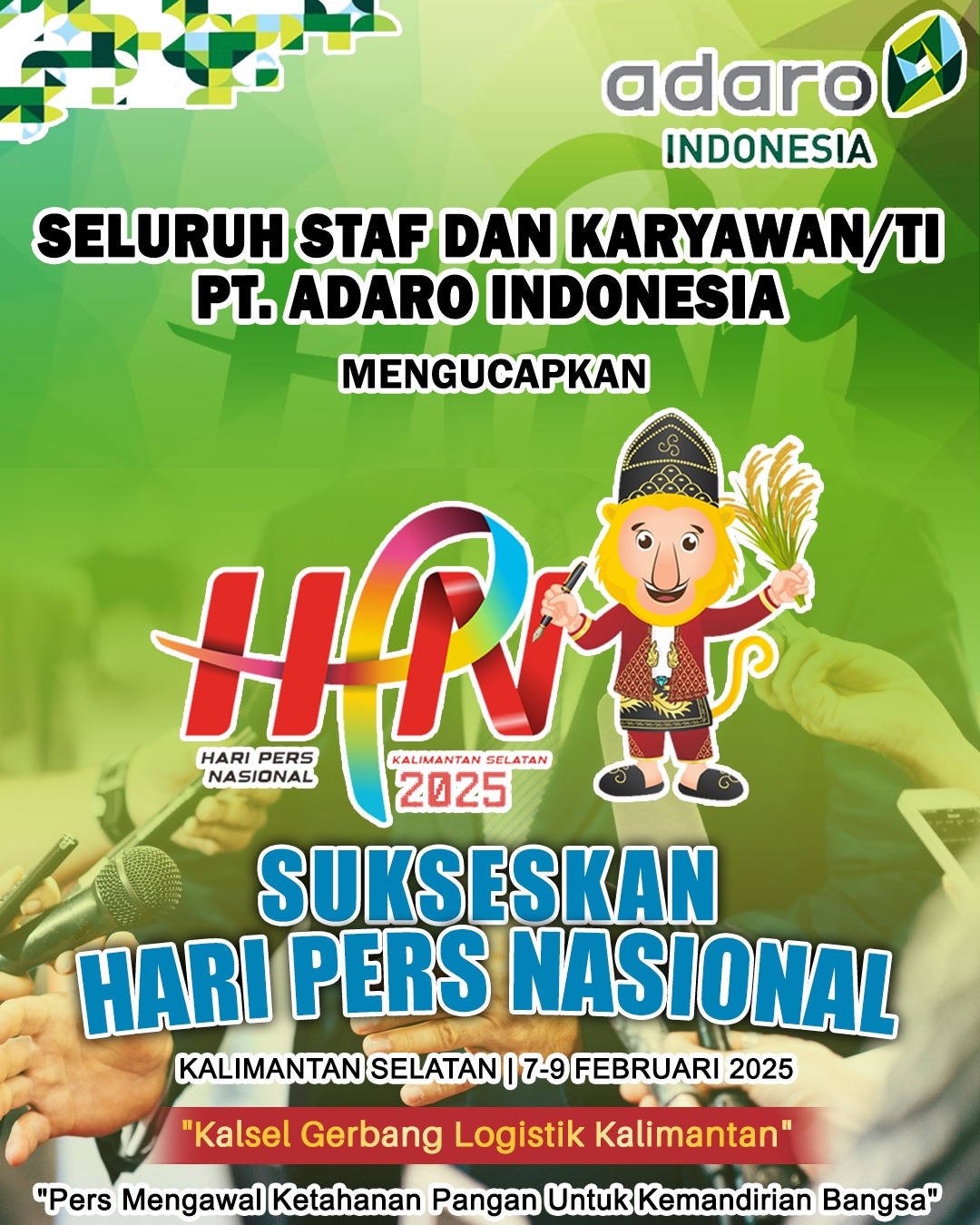 PT Adaro Indonesia Mengucapkan Selamat Hari Pers Nasional 9 Februari 2025