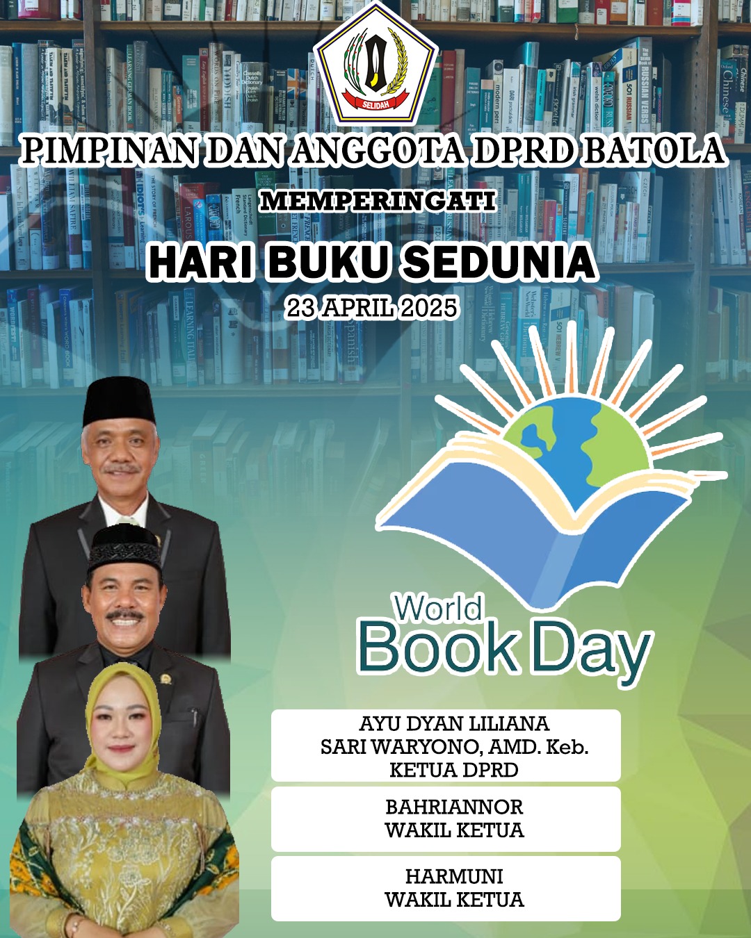 Pimpinan dan Anggota DPRD Batola Memperingati Hari Buku Sedunia 23 April 2025