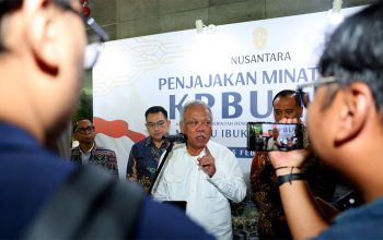 Kepala Otorita Ibu Kota Nusantara (IKN) Basuki Hadimuljono saat memberikan keterangan pers.