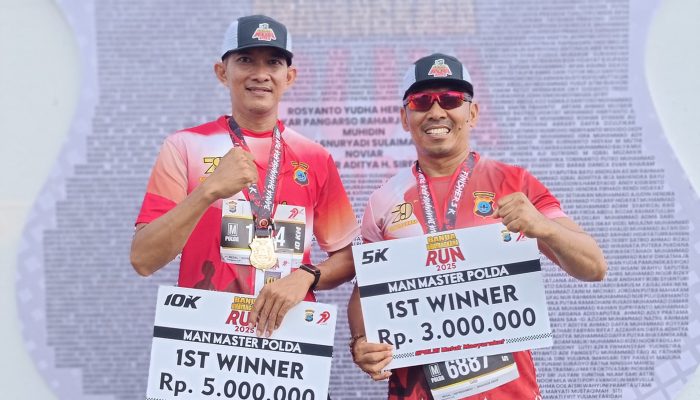 Anggota Polres Tapin Raih Podium Pertama di Ajang Banua Bhayangkara Run 2025