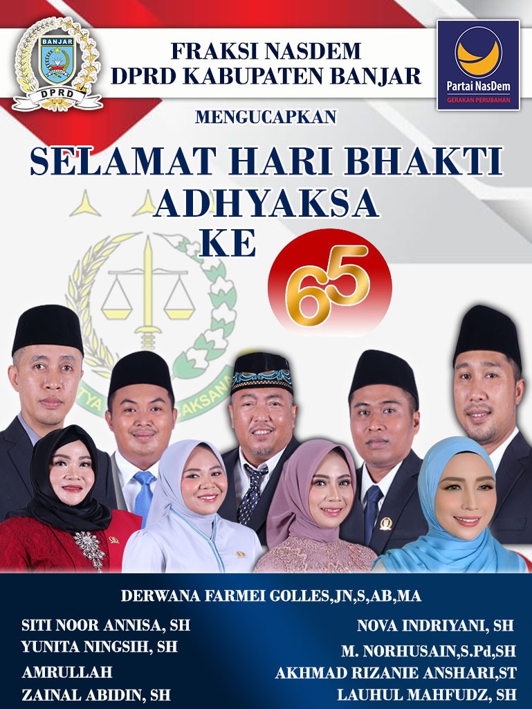 Fraksi NasDem DPRD Kabupaten Banjar Mengucapkan Selamat Hari Bhakti Adhyaksa 22 Juli 2025