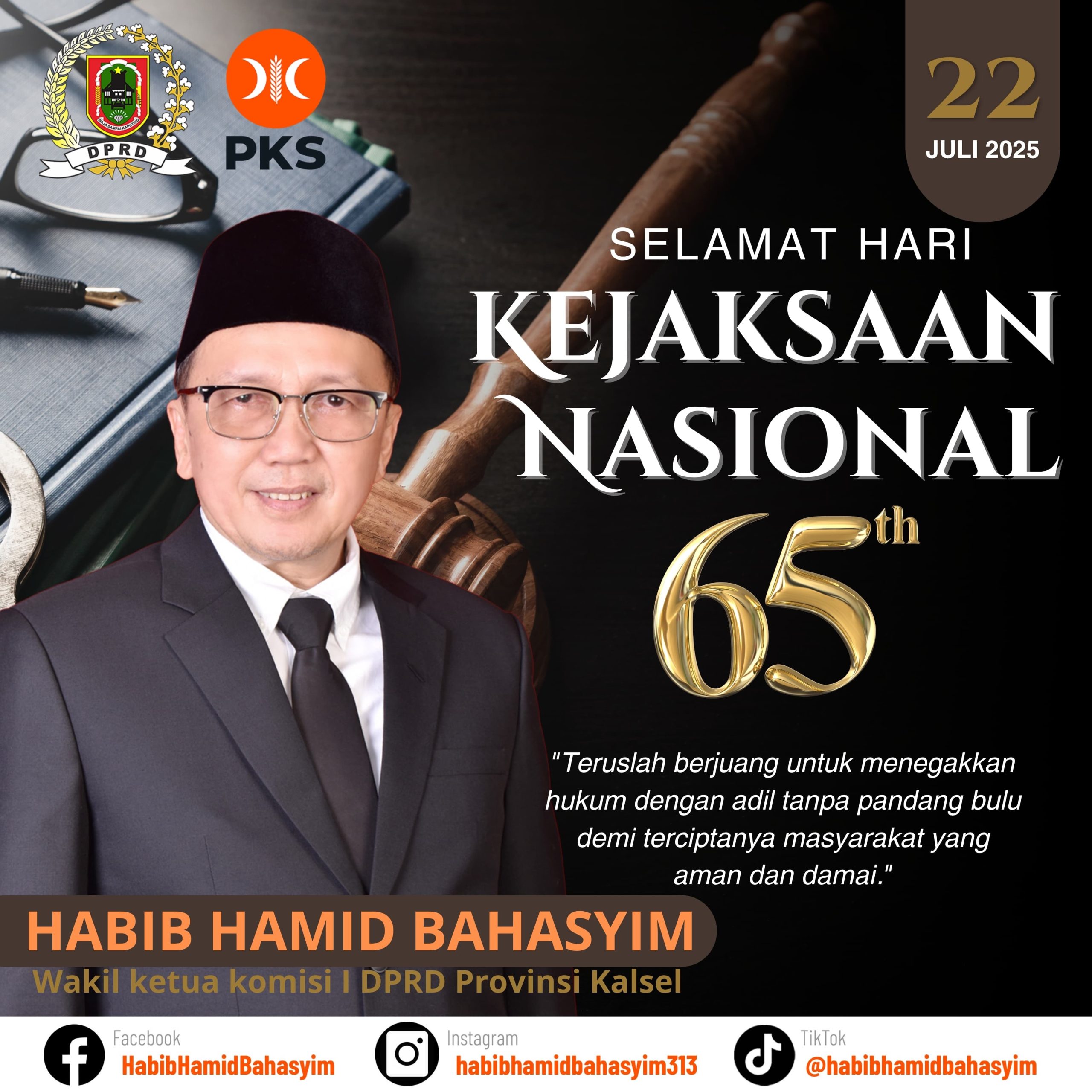 Habib Hamid Bahasyim Mengucapkan Selamat Hari Kejaksaan Nasional 22 Juli 2025